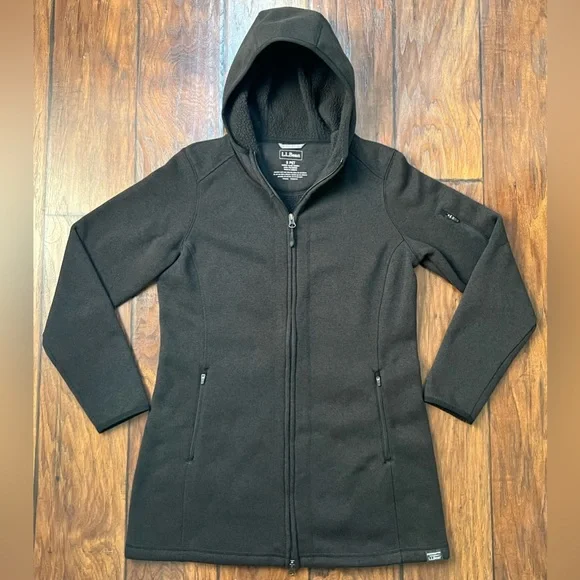 L.L. Bean Women's Small Petite Sweater Fleece Coat Classic Black ItemID 503354 - Picture 2 of 13